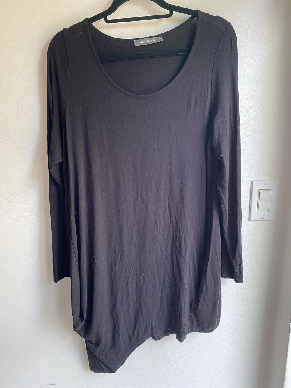 Alembika Oversized Top Tunic Black Long Sleeved Asymmetrical size 1 (6-8).